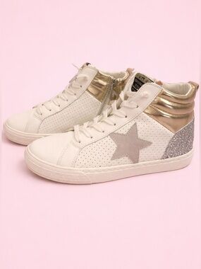 Vintage Havana High-Top Sneakers Size 6 1/2 EUC Metallic Gold/Silver Glitter